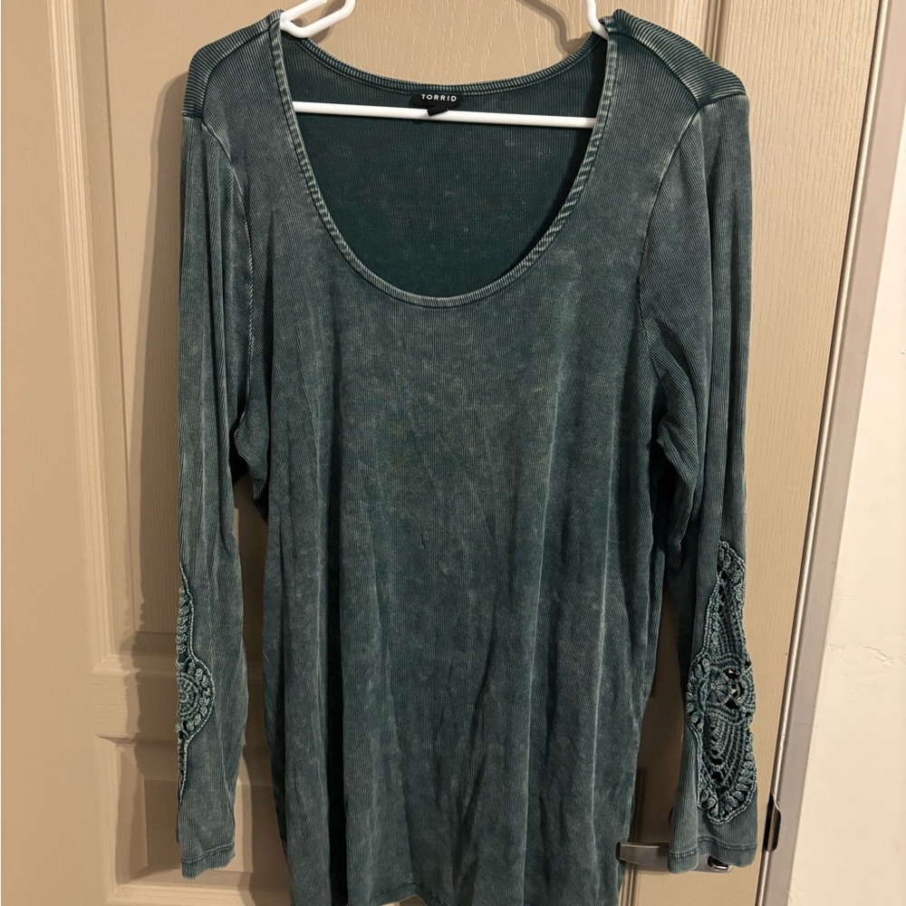 Torrid Green Ribbed Blouse